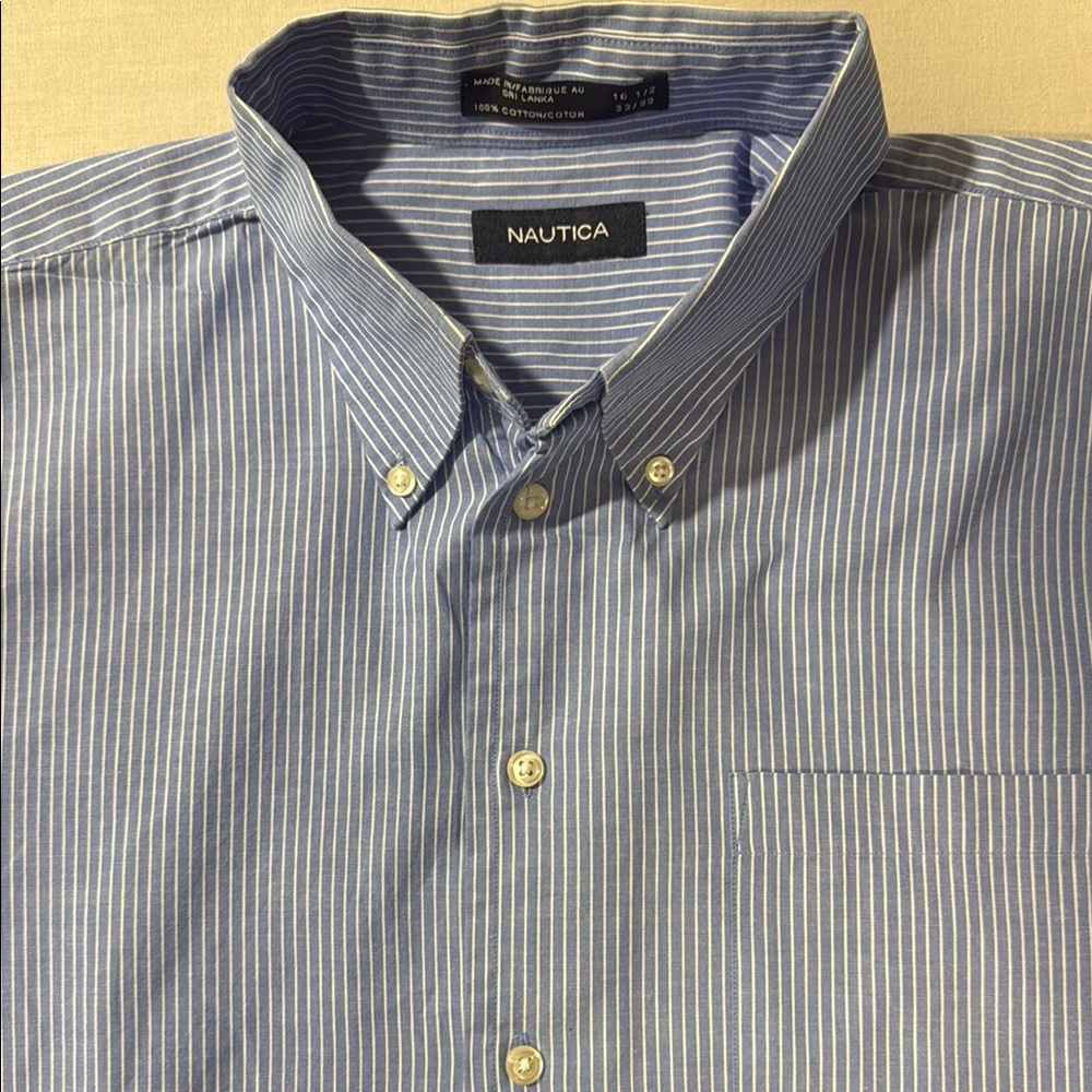 Nautica Men's Classic Blue Pinstripe Shirt